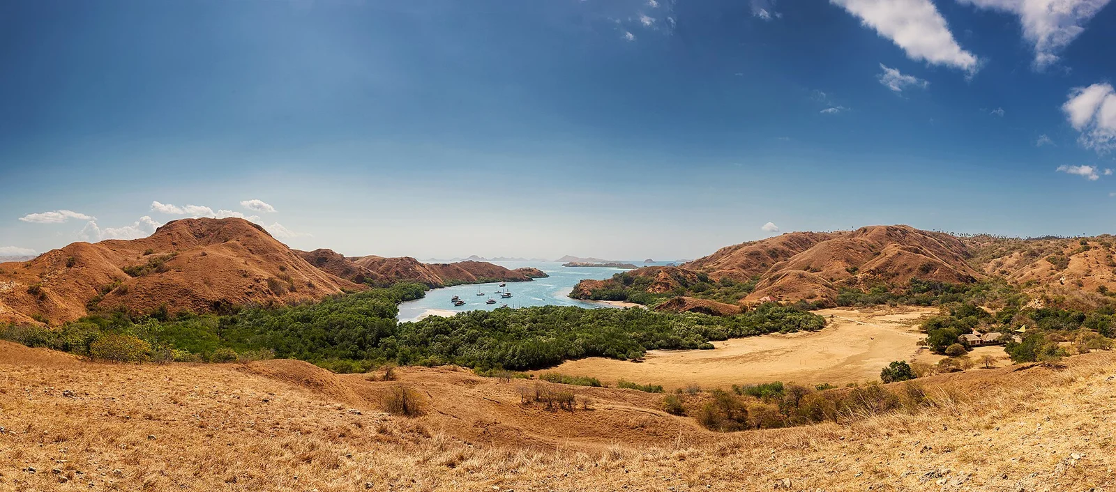 Hügellandschaft auf Rinca im Komodo-Nationalpark